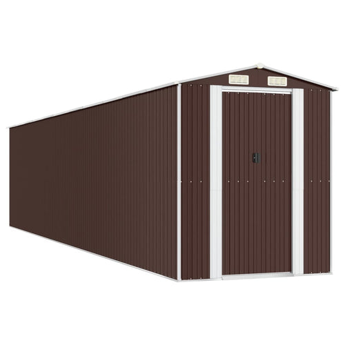 NNEVL Garden Shed Dark Brown 192x938x223 cm Galvanised Steel
